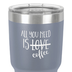 Coffee Lover 30 oz Stainless Steel Tumbler - Grey - Double-Sided (Personalized)