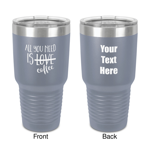 Custom Coffee Lover 30 oz Stainless Steel Tumbler - Grey - Double-Sided (Personalized)