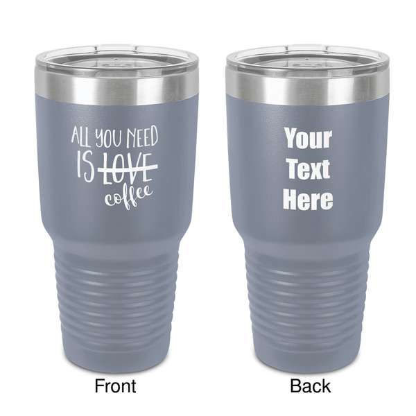 Custom Coffee Lover 30 oz Stainless Steel Tumbler - Grey - Double-Sided (Personalized)