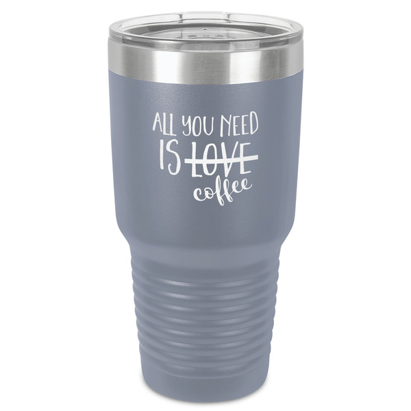 Custom Coffee Lover 30 oz Stainless Steel Tumbler - Grey - Single-Sided