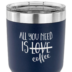 Coffee Lover 30 oz Stainless Steel Tumbler - Navy - Single Sided