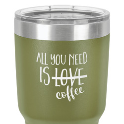 Coffee Lover 30 oz Stainless Steel Tumbler - Olive - Single-Sided