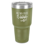Coffee Lover 30 oz Stainless Steel Tumbler - Olive - Single-Sided