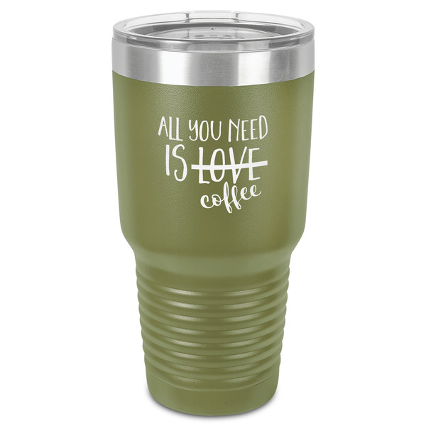 Custom Coffee Lover 30 oz Stainless Steel Tumbler - Olive - Single-Sided
