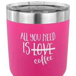 Coffee Lover 30 oz Stainless Steel Tumbler - Pink - Single Sided