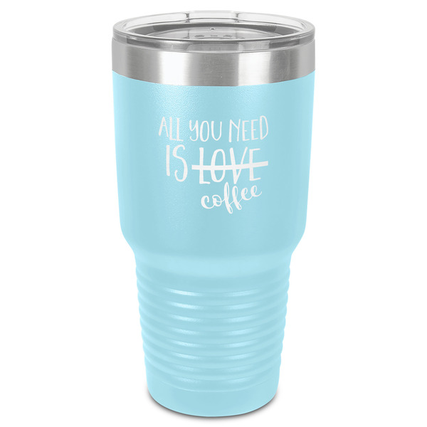 Custom Coffee Lover 30 oz Stainless Steel Tumbler - Teal - Single-Sided