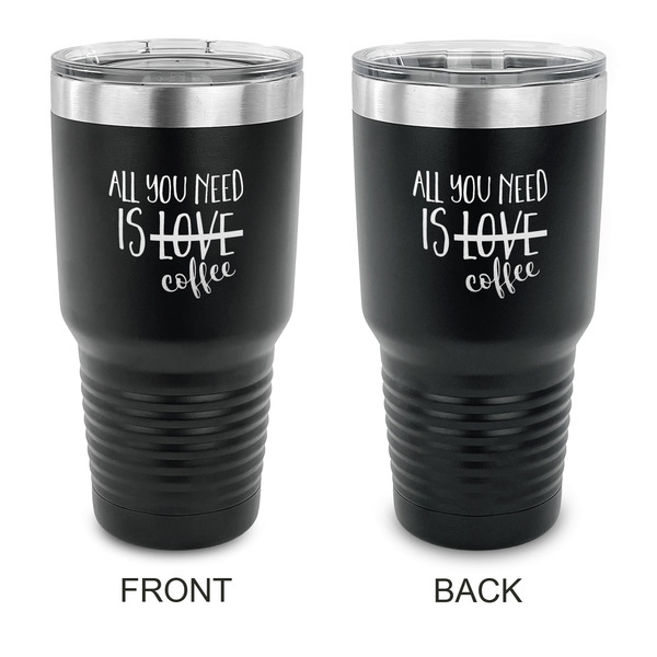 Custom Coffee Lover 30 oz Stainless Steel Tumbler - Black - Double Sided (Personalized)