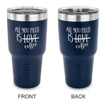 Coffee Lover 30 oz Stainless Steel Tumbler - Navy - Double Sided (Personalized)