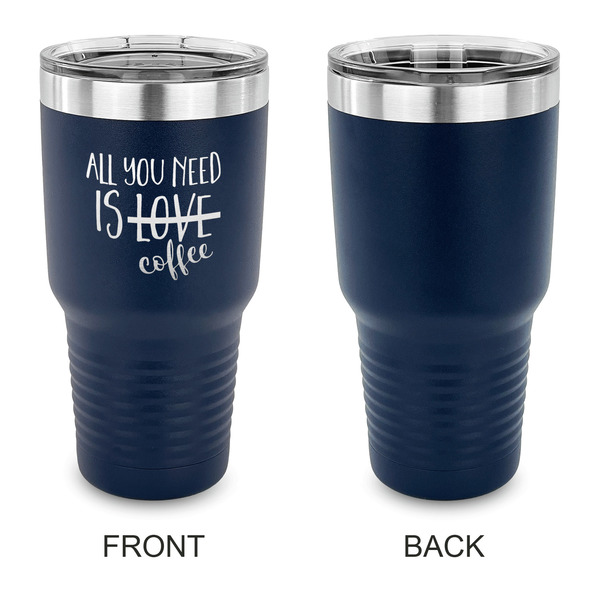 Coffee Lover 30 oz Stainless Steel Ringneck Tumblers - Navy - Single Sided - APPROVAL