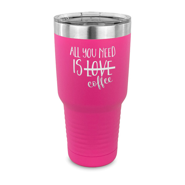 Coffee Lover 30 oz Stainless Steel Ringneck Tumblers - Pink - FRONT