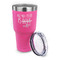 Coffee Lover 30 oz Stainless Steel Ringneck Tumblers - Pink - LID OFF