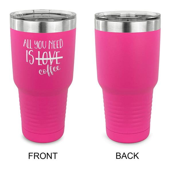 Coffee Lover 30 oz Stainless Steel Ringneck Tumblers - Pink - Single Sided - APPROVAL