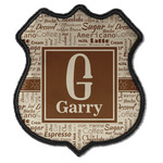 Coffee Lover Iron On Shield Patch C w/ Name and Initial