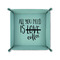 Coffee Lover 6" x 6" Teal Leatherette Snap Up Tray - FOLDED UP