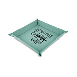Coffee Lover 6" x 6" Teal Faux Leather Valet Tray