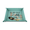 Coffee Lover 6" x 6" Teal Leatherette Snap Up Tray - STYLED