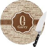 Coffee Lover Round Glass Cutting Board - Small (Personalized)