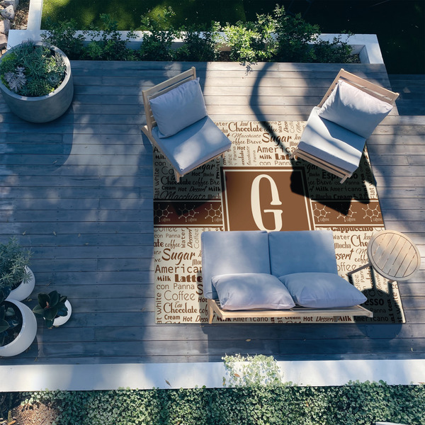 Coffee Lover 8'x10' Patio Rug - In context
