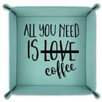 Coffee Lover Teal Faux Leather Valet Tray (Personalized)