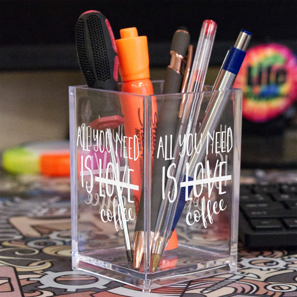 Coffee Lover Acrylic Pen Holder - In Context