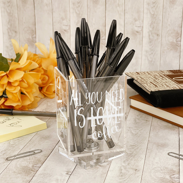 Coffee Lover Acrylic Pencil Holder - IN CONTEXT