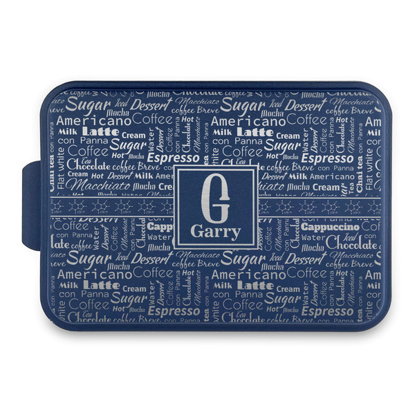 Custom Coffee Lover Aluminum Baking Pan with Navy Lid (Personalized)
