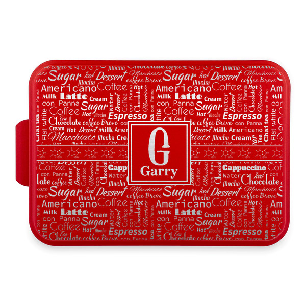 Custom Coffee Lover Aluminum Baking Pan with Red Lid (Personalized)