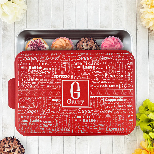 Coffee Lover Aluminum Baking Pan - Red Lid - LIFESTYLE