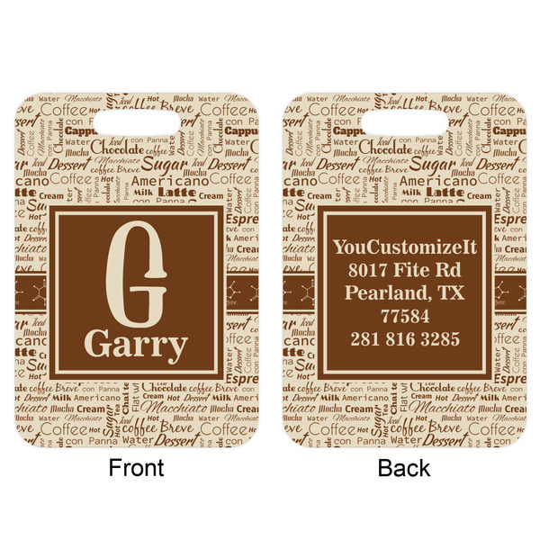 Coffee Lover Aluminum Luggage Tag (Front + Back)