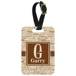 Coffee Lover Metal Luggage Tag w/ Name and Initial