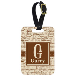 Coffee Lover Metal Luggage Tag w/ Name and Initial
