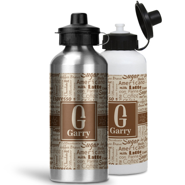 Coffee Lover Aluminum Water Bottles - MAIN (white &silver)