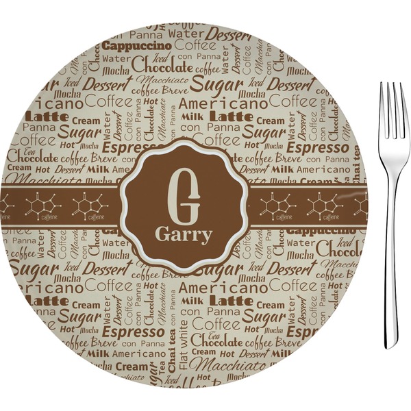 Custom Coffee Lover 8" Glass Appetizer / Dessert Plates - Single or Set (Personalized)