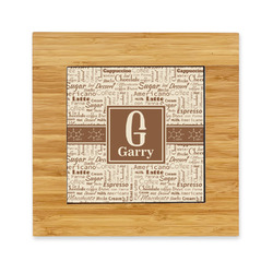 Coffee Lover Bamboo Trivet with Ceramic Tile Insert (Personalized)