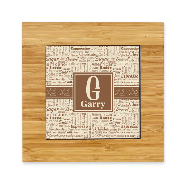 Custom Coffee Lover Bamboo Trivet with Ceramic Tile Insert (Personalized)