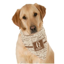 Coffee Lover Dog Bandana Scarf w/ Name and Initial