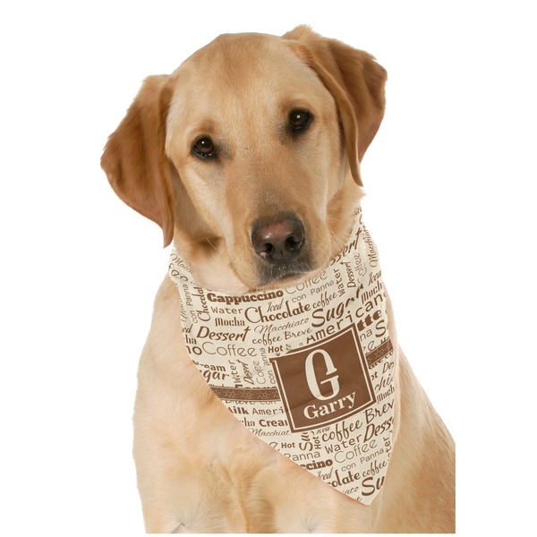 Custom Coffee Lover Dog Bandana Scarf w/ Name and Initial