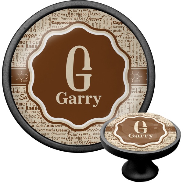 Custom Coffee Lover Cabinet Knob (Black) (Personalized)