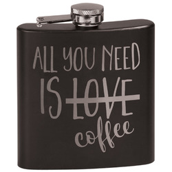 Coffee Lover Black Flask Set (Personalized)