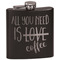 Coffee Lover Black Flask - Engraved Front