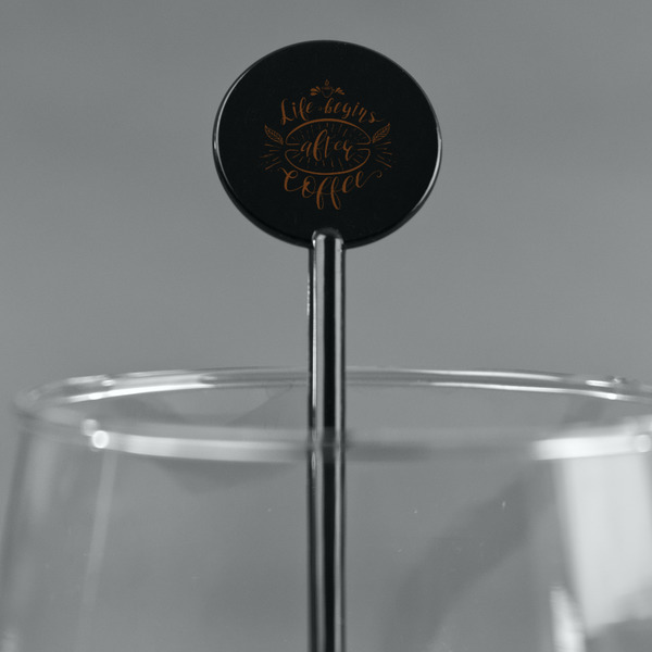 Coffee Lover Black Plastic 5.5" Stir Stick - Round - Main
