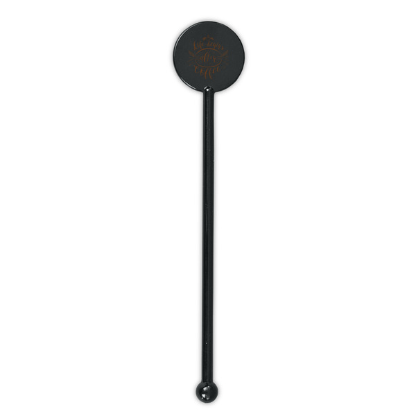 Coffee Lover Black Plastic 5.5" Stir Stick - Round - Single Stick