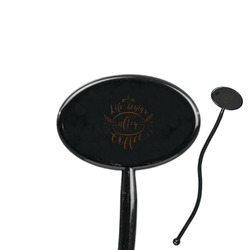 Coffee Lover 7" Oval Plastic Stir Sticks - Black - Single Sided