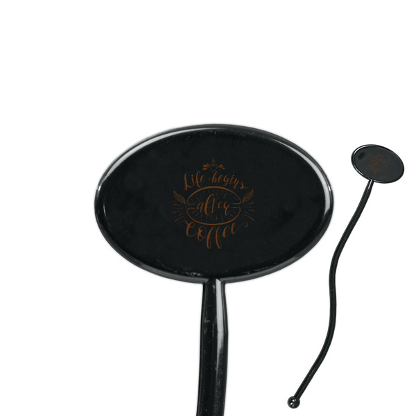 Custom Coffee Lover 7" Oval Plastic Stir Sticks - Black - Single Sided