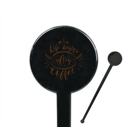 Coffee Lover 7" Round Plastic Stir Sticks - Black - Single Sided