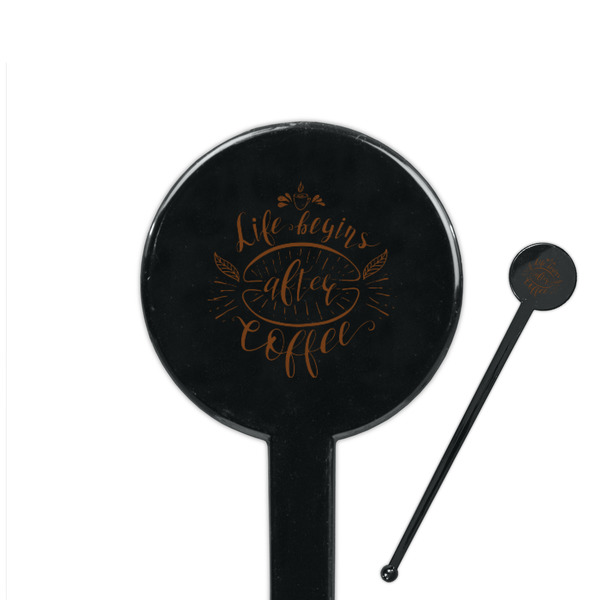 Custom Coffee Lover 7" Round Plastic Stir Sticks - Black - Single Sided