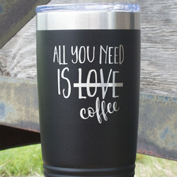 Coffee Lover 20 oz Stainless Steel Tumbler - Black - Single Sided