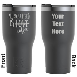 Coffee Lover RTIC Tumbler - Black - Engraved Front & Back (Personalized)