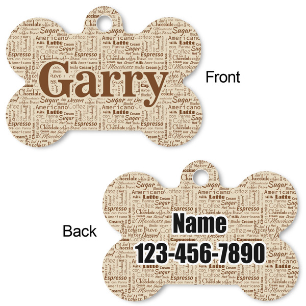 Coffee Lover Bone Shaped Dog ID Tag - Large - Approval