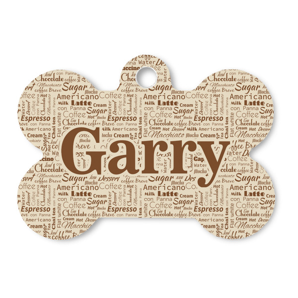 Custom Coffee Lover Bone Shaped Dog ID Tag (Personalized)